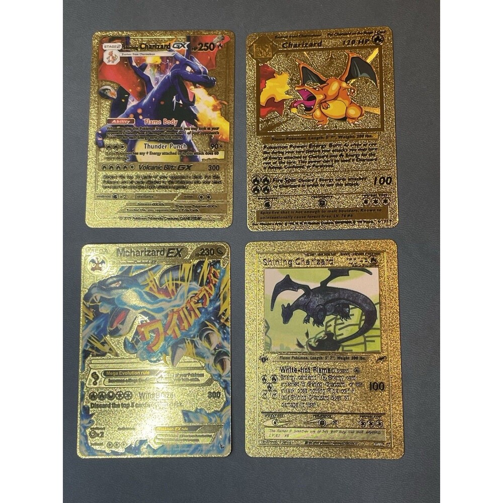 Charizard Pokemon Gold Full Art Card Lot of 16 Fan Art Novelty Rainbow Rare - Picture 5 of 7